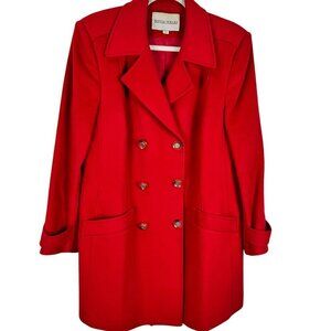Sonia Meklej Red Wool Blend Coat Double Breasted Button Closure size 36